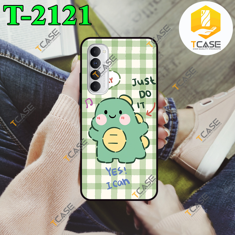 Ốp lưng oppo reno 4 pro in hình khủng long xanh cute phần b