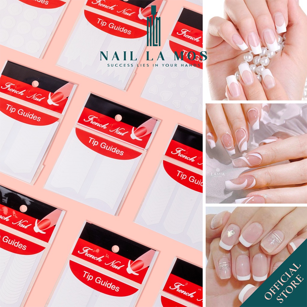 Miếng dán hỗ trợ sơn móng nhanh - Sticker tip guides dán french đầu móng 24 mẫu
