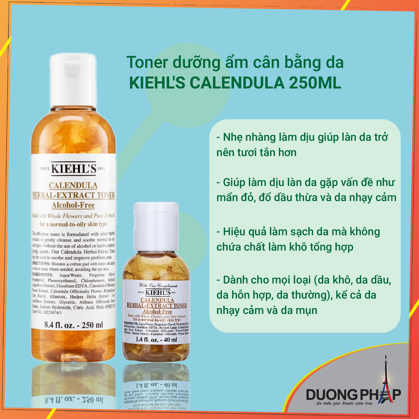 Nước hoa hồng Toner hoa cúc Calendula 40ml