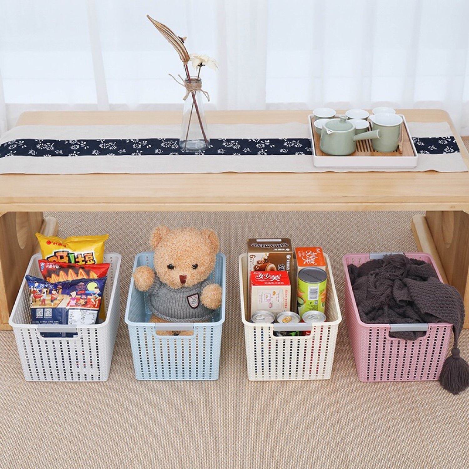 Giỏ đựng quần áo Việt Nhật 3 cỡ - Rổ nhựa giả đan mây đựng đồ đa năng
