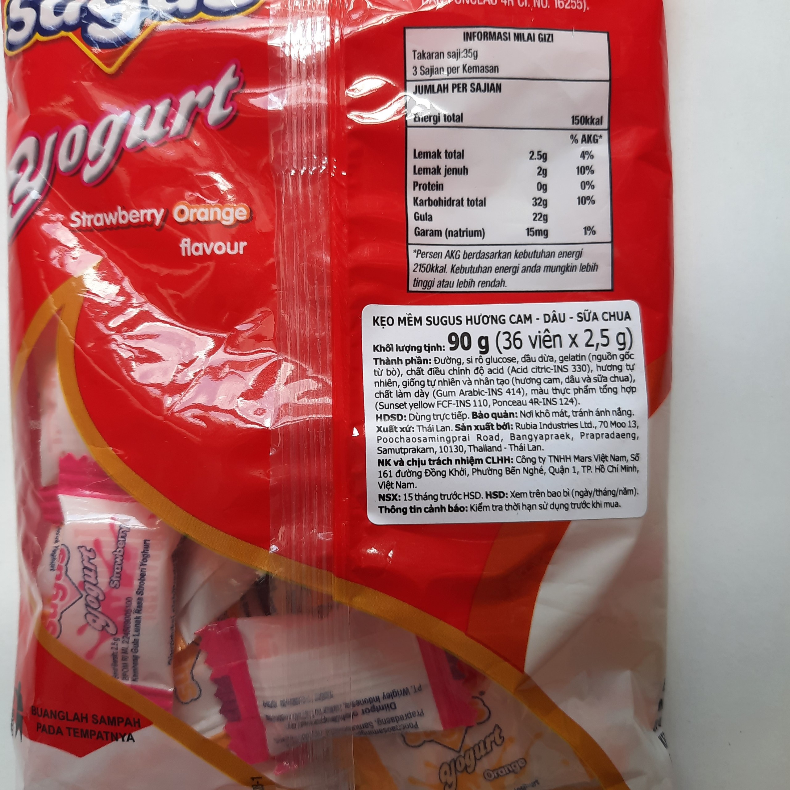 [HCM]Túi Kẹo Mềm Sugus YoGurt Trái Cây 90 Gram