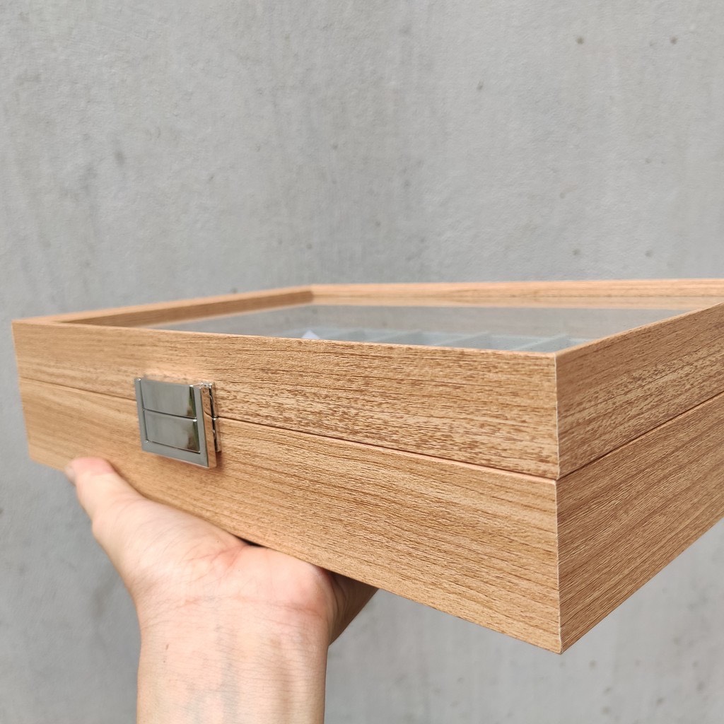 Hộp đồng hồ 6 ngăn vỏ gỗ cao cấp loại một