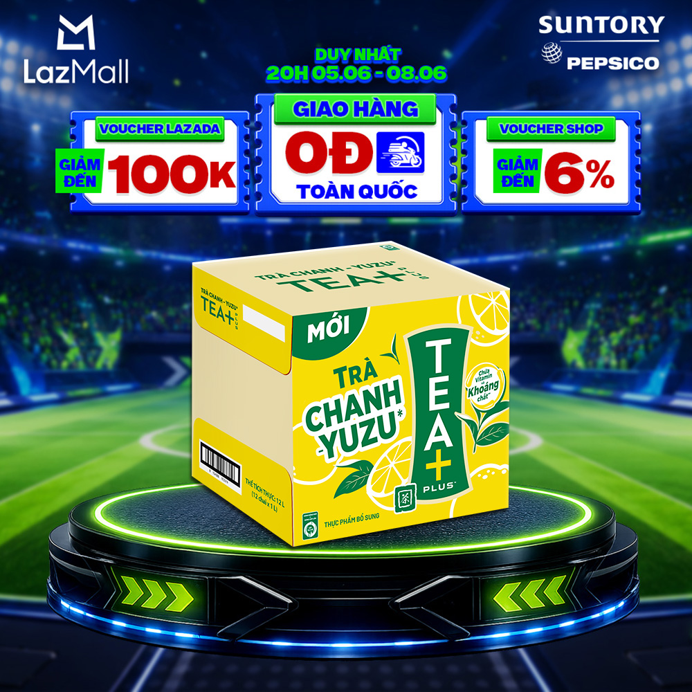 [SALE 6.6] Thùng 12 Chai Trà Ô long Tea+ Vị Chanh Yuzu (1000ml/chai)