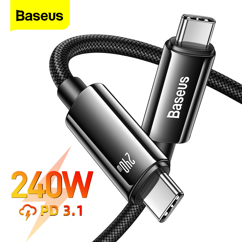 Baseus 240W 100W PD 3.1 USB C To USB Type C Cable QC 4.0 100W Fast Charging Charger Cable For MacBoo