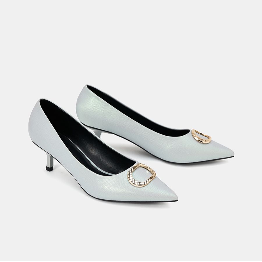 Giày cao gót nữ 7cm thời trang juno khoá trang trí kim loại cg07150