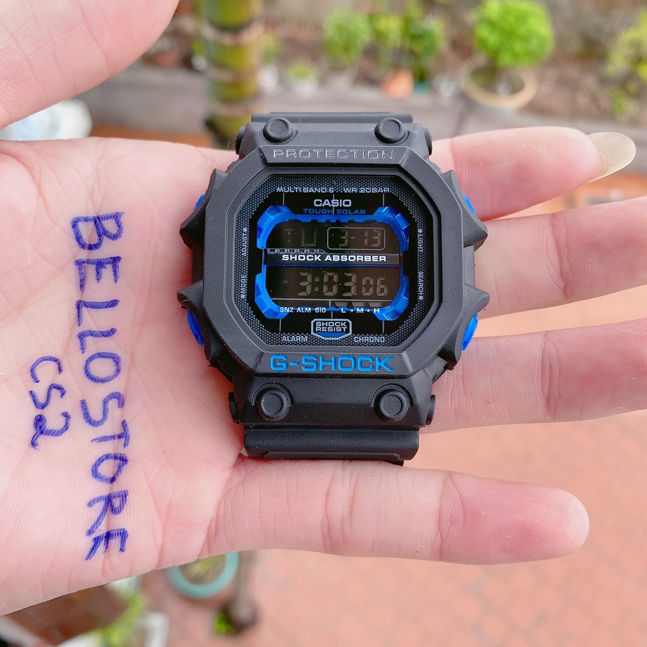 Đồng hồ thể thao G-Shock GX-56 Màu Đen Xanh Dương dây cao su,H-Set điện tử,đèn nền,GShock GX56 Chống nước tiêu chuẩn