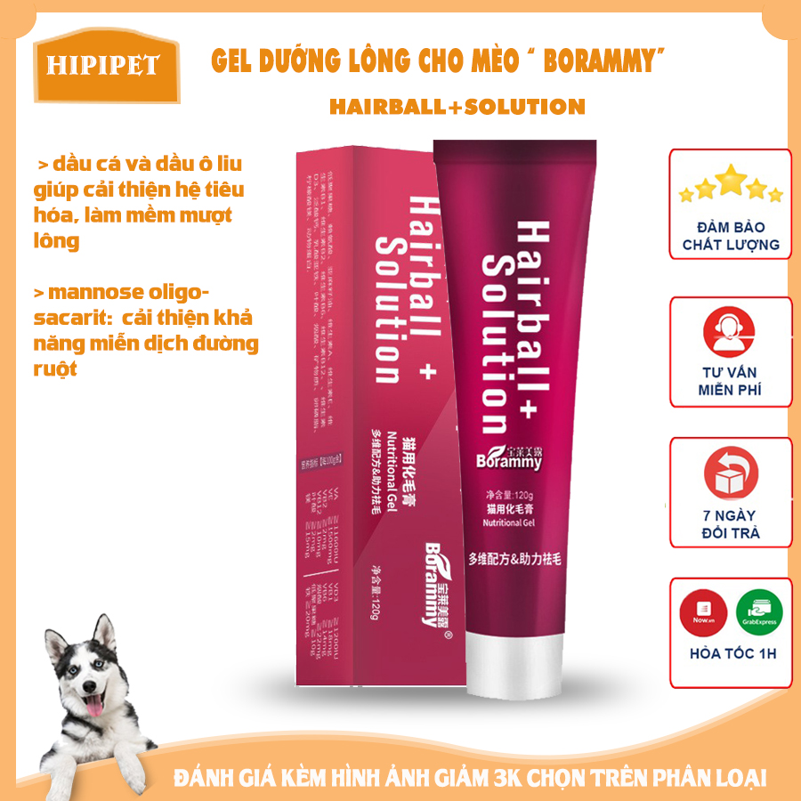 Gel dinh dưỡng cho mèo Borammy dưỡng lông thú cưng mềm mượt ,sáng mắt hơn - tuýp 120g