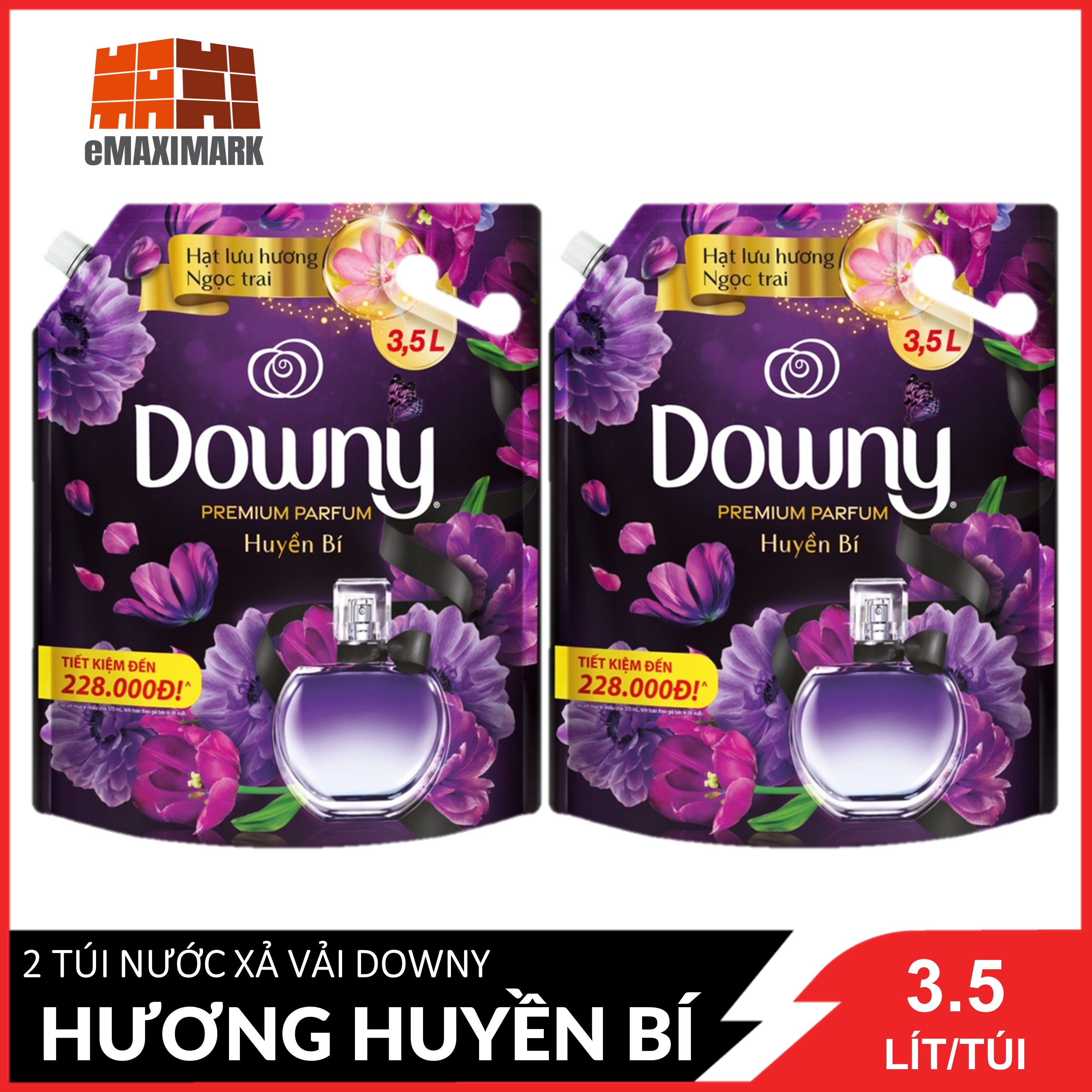 [5.3 TẶNG TÚI BIG C] COMBO 2 túi Nước xả vải Downy Huyền bí 3.5LX2
