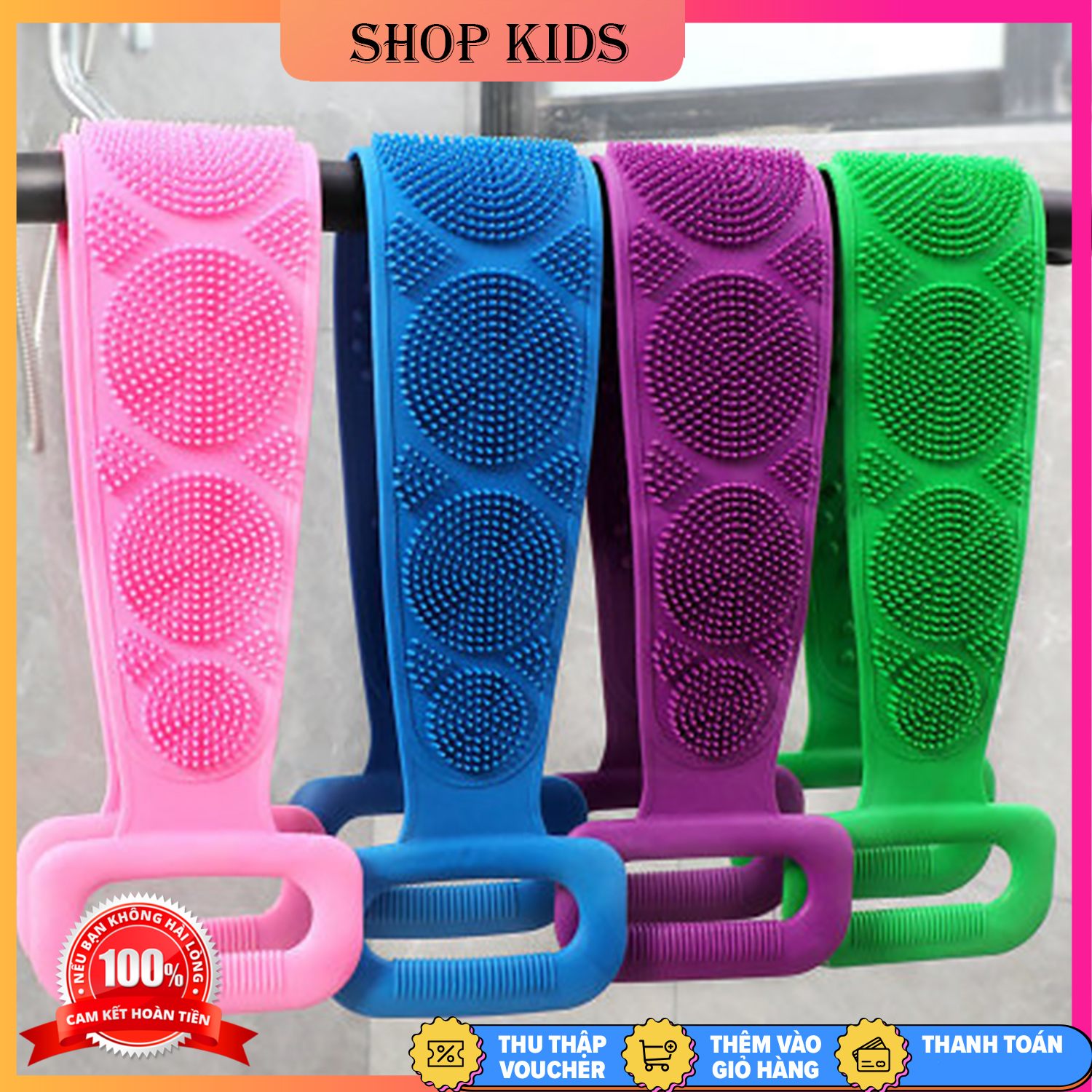 Dụng Cụ Kỳ Lưng 2 mặt - Được Kiết Kế Massage Làm Sạch Làn Da - Chất Liệu Silicone Co Dãn Thoải Mái Thuận Tiện Di Chuyển Dễ Dàng