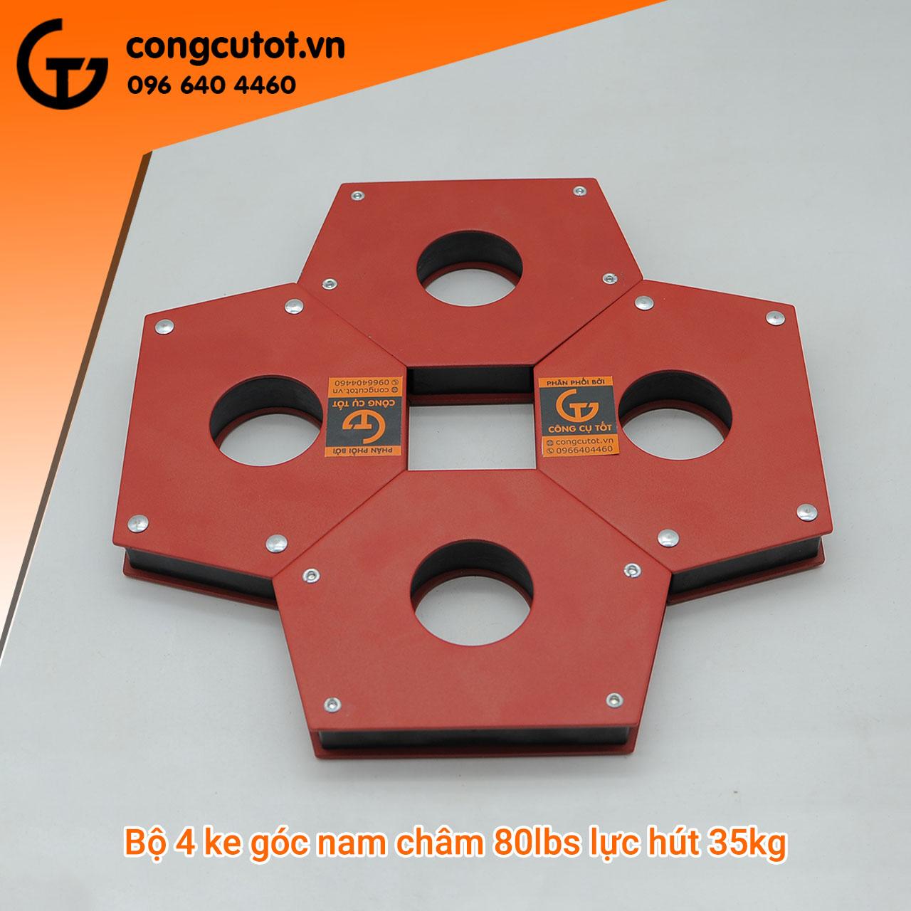 Bộ 4 Ke góc nam châm đa giác 80lbs lực hút 35kg