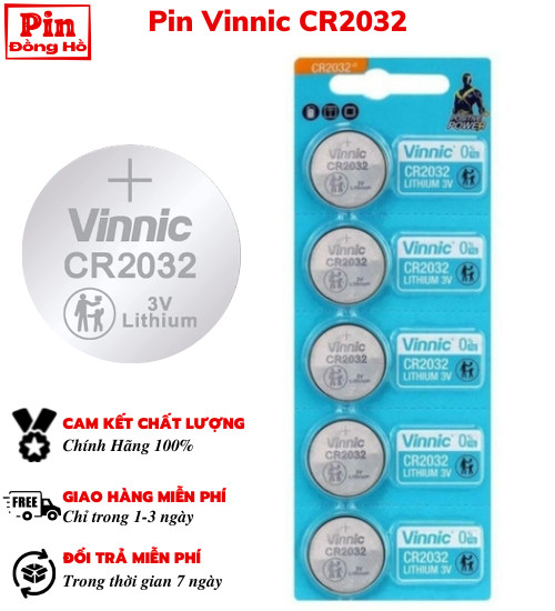 Pin 2032 vinnic cr2032 1 vỉ 5 viên - pin cr dùng cho cmos, remote, đồ chơi, thiết bị điện tử, đồng hồ, ...