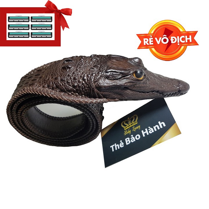[HCM]Dây nịt da cá sấu nguyên con Ruby Luxury  RLS-TLD tặng kèm 6 lưỡi dao cạo râu kép trị giá 60.000 đ