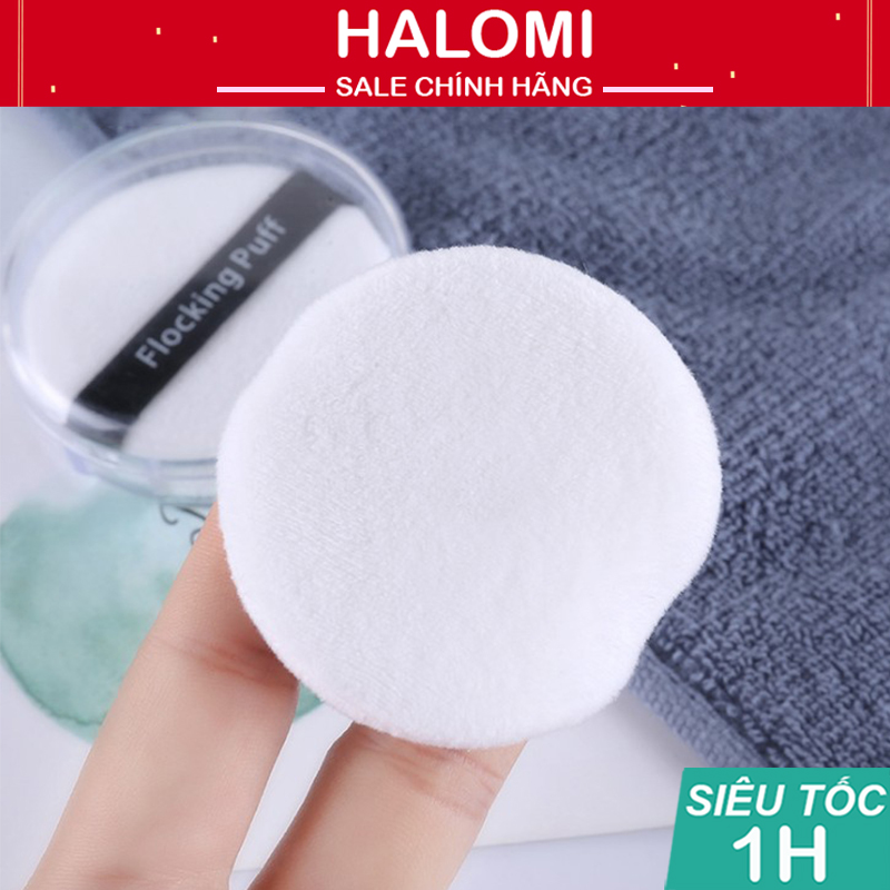 Bông tán phấn Puff trắng mềm mịn bám phấn chuyên dùng cho makeup chính hãng HALOMI