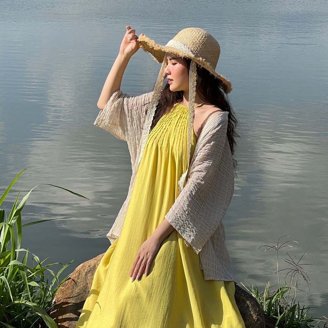 Olv - áo khoác carina coat in beige
