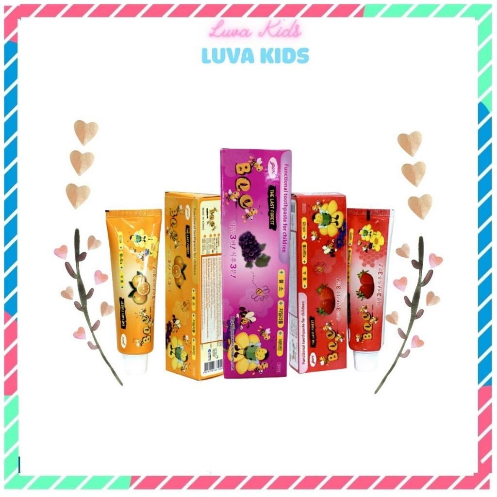 Kem đánh răng cho bé, kem đánh răng trẻ em, kem đánh răng Hàn Quốc Bee 3 vị dâu, cam, nho