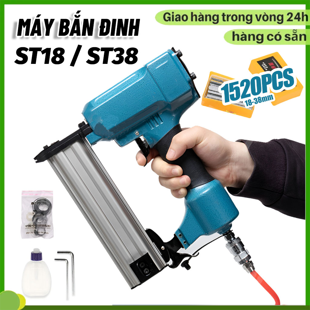 Súng Bắn Đinh Bê Tông ST38/ST18, Máy dập đinh bê tông dùng hơi, Bắn đinh bằng khí nén ST38, Đinh vào vật liệu như tường, bê tông, gỗ