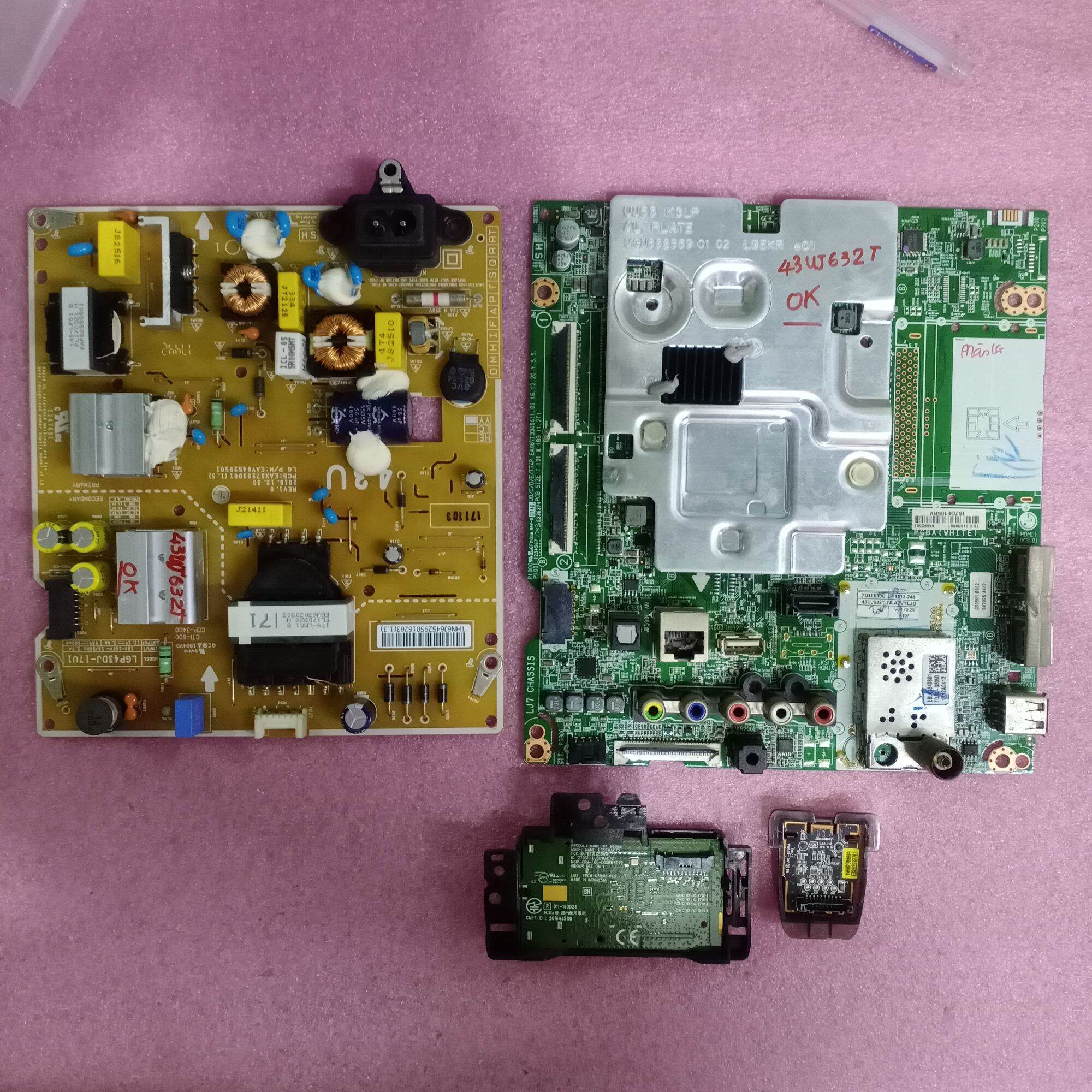 bo mạch tivi LG 43UJ632T,bo xử lý, khiển, nguồn, main chính, chủ, wifi,bo mắt