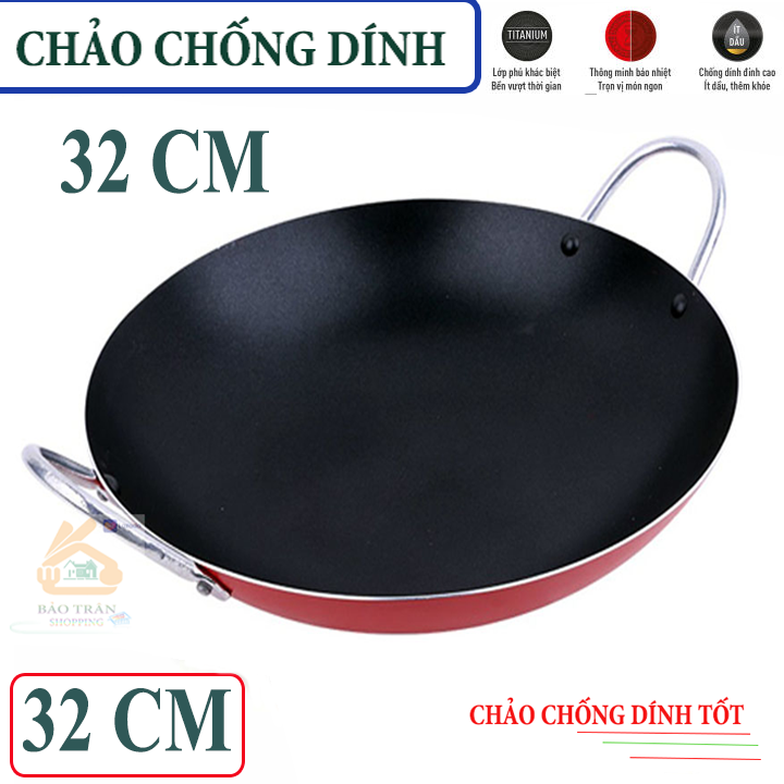 [SIÊU TO KHỦNG LỒ 32 cm] Chảo chống dính sâu lòng 2 quai Kyofa bảo hành 14 NGÀY - Hàng Việt Nam sơn tĩnh điện chịu nhiệt tốt