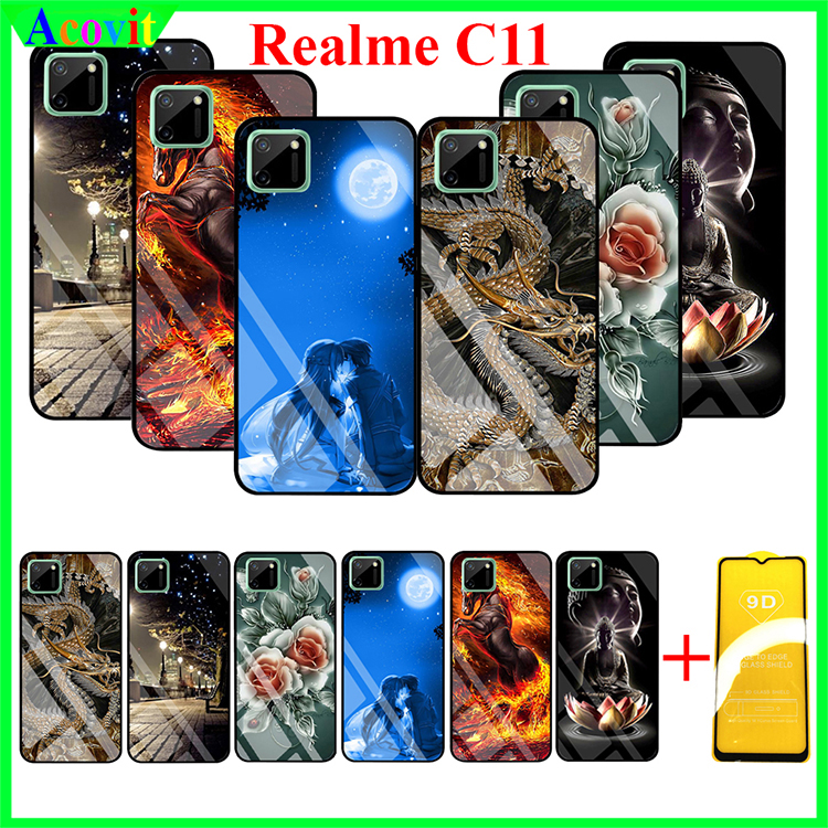 " COMBO Ốp lưng REALME C11 2020 mặt kính 3D" _Kiểu dáng sang trọng, mặt kính siêu nét chống bẩn, chống bụi_ Hình ảnh sắc nét, Không mờ