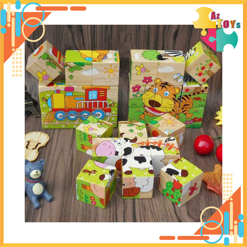 [XẢ KHO] Đồ Chơi Tranh Ghép Hình Khối Gỗ Montessori Lắp Ghép Giúp Bé Phát Triển Tư Duy Trừu Tượng Và Logic - AZT5246