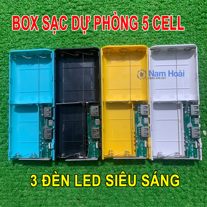 Box sạc dự phòng 5 cell 3 đèn led siêu sáng