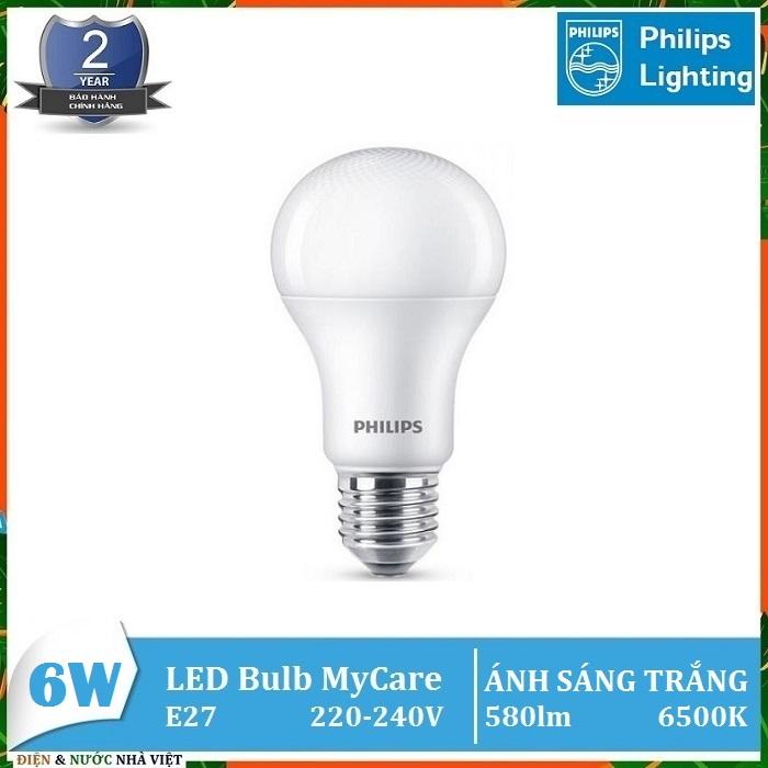 Bóng đèn philips ledbulb mycare 6w e27 a60