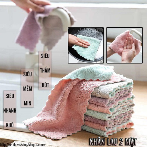 Sét 10 chiếc Khăn lau nhà bếp siêu thấm hút bộ 10 khăn lau đa năng