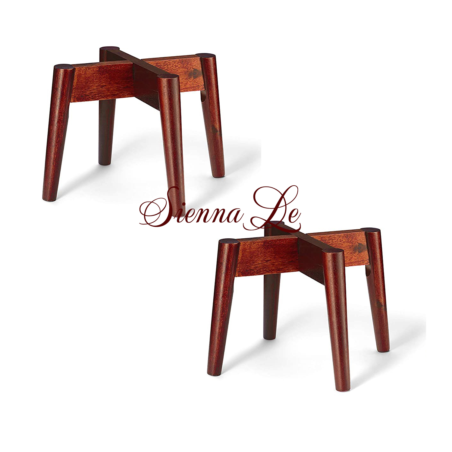 [Sienna Le] (Bộ 2) Đôn Gỗ Nhỏ, Giá Kệ Đế Đỡ Chậu Hoa - Phong cách Mid-Century - Cao 19 cm x Rộng 24,5 cm