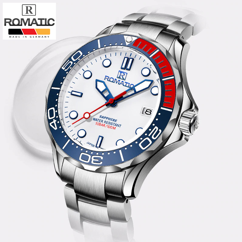 Đồng hồ Nam ROMATIC 8863 GERMANY, Khóa Bướm, Dây Thép Đúc Đặc Cao Cấp Đồng Hồ Nam Chính Hãng, Đồng Hồ Nam Chống Nước, Đồng Hồ Nam Cao Cấp, Đồng Hồ Nam Đá Sapphire, Bảo Hành Toàn Quốc 12 Tháng