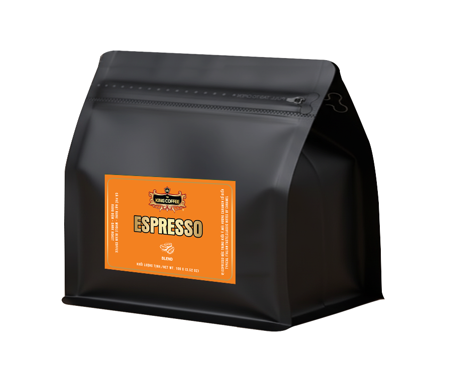 Cà phê hạt rang King coffee Espresso Whole Bean coffee - Túi 100gr