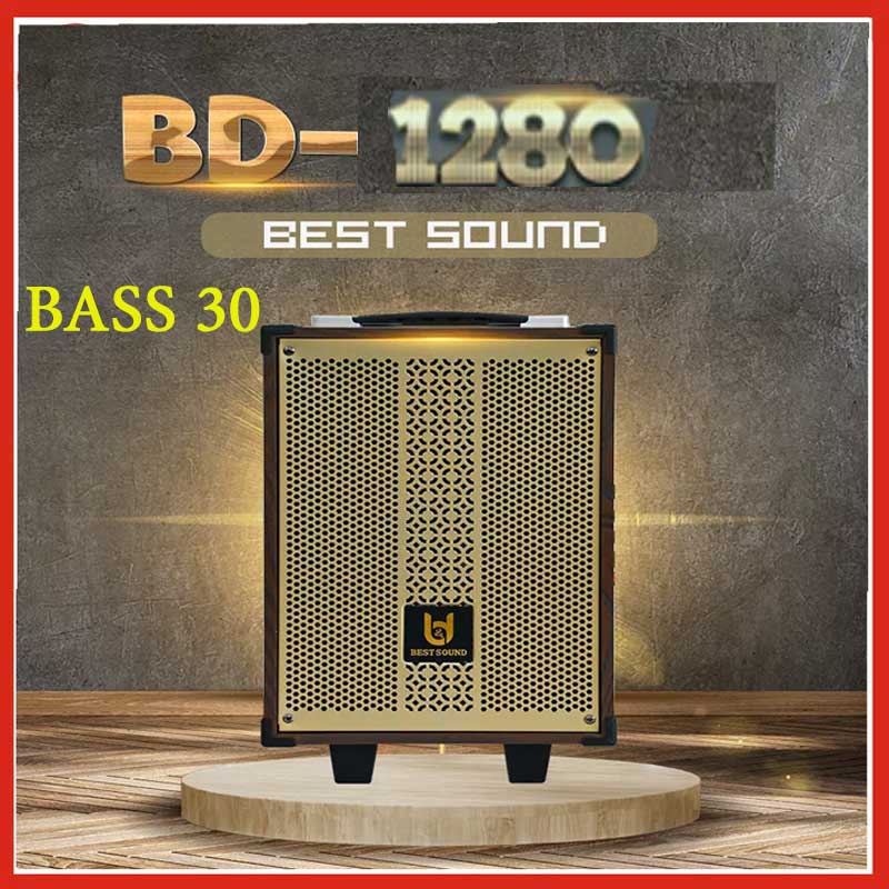 Loa kéo Karaoke Bluetooth Best Sound BD-1280: Bass 30, Có 2 Micro không dây đi kèm loa hát karaoke hát bao phê loa hát karaoke loa kéo bd 1280 bass 30 âm thanh uy lực loa treble kèn tiếng sáng