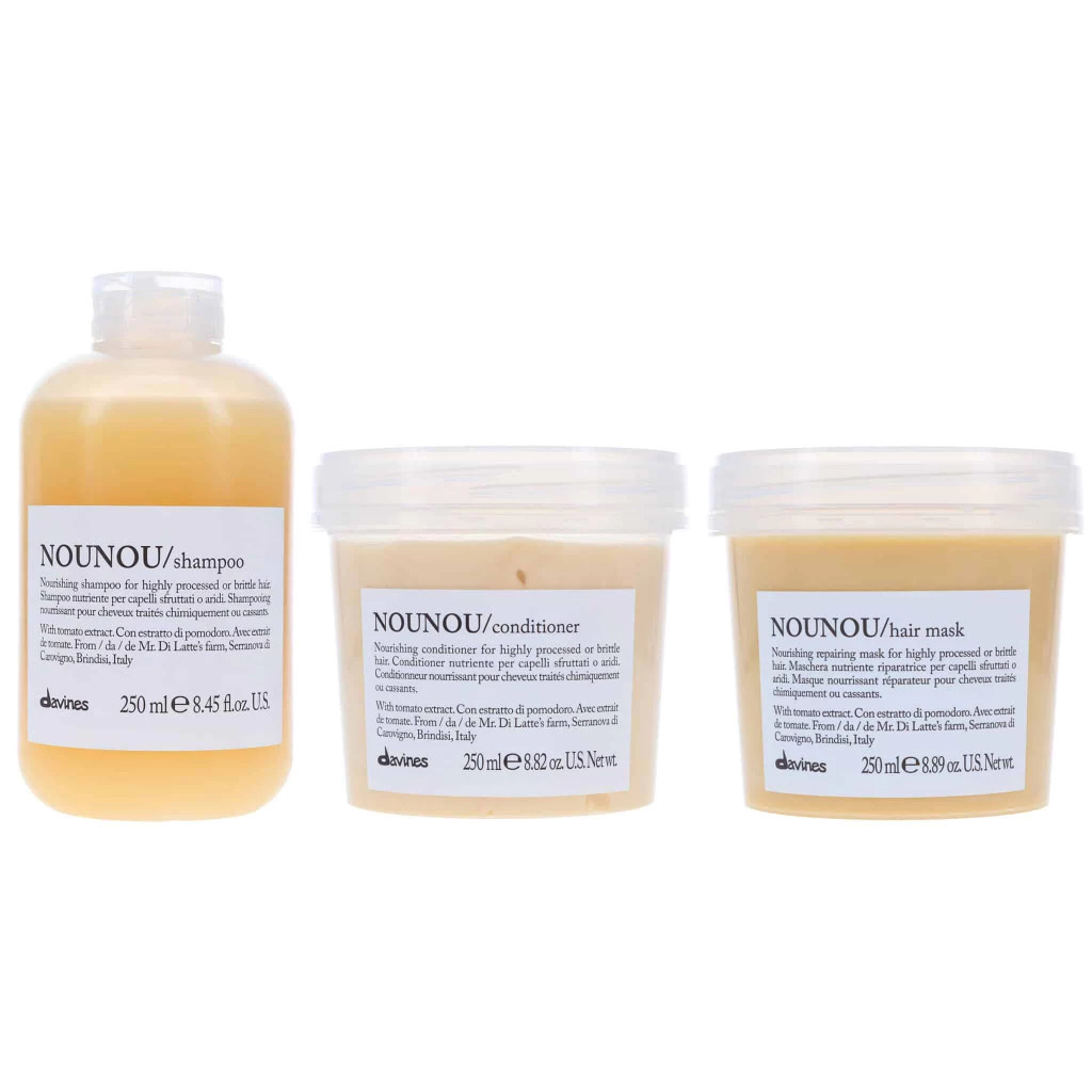 Combo bộ sản phẩm Gội xả & hấp Nounou Davines chăm sóc tóc hư tổn 250ml ( bộ nhỏ)