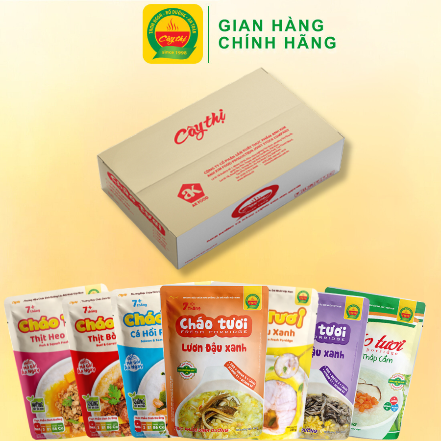 Thùng 35 gói cháo tươi - Mở gói ăn ngay - 7 vị cho trọn tuần yêu thương