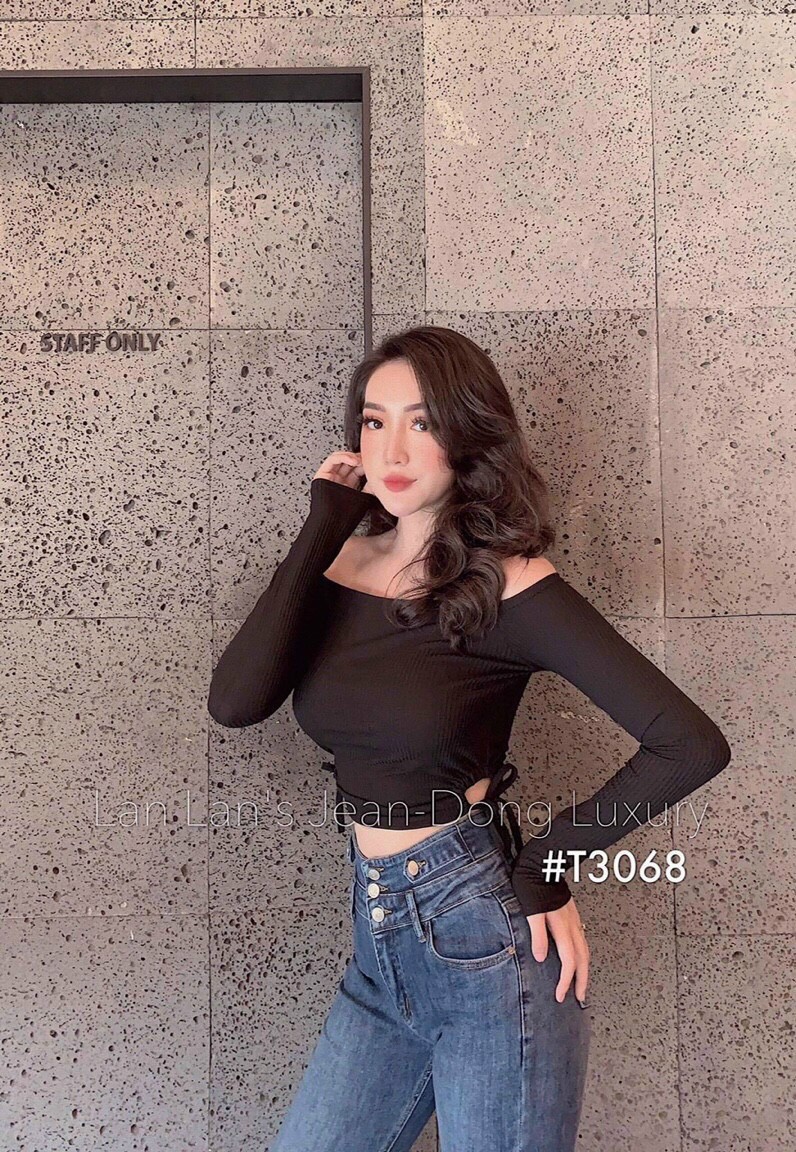 Áo Kiểu Trễ Vai Tay Dài Hot Trend Thu Đông Khoét Lỗ Hai Bên Hông Cực Sành Điệu TTSA0772