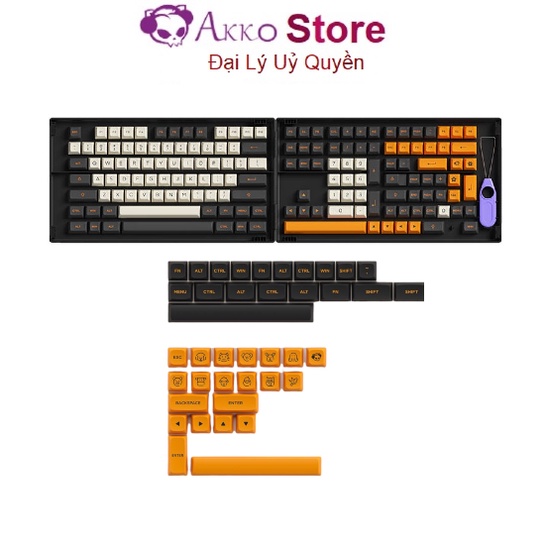 Bộ nút bàn phím cơ AKKO Keycap set – Carbon Retro (PBT Double-Shot/ASA profile/158 nút)