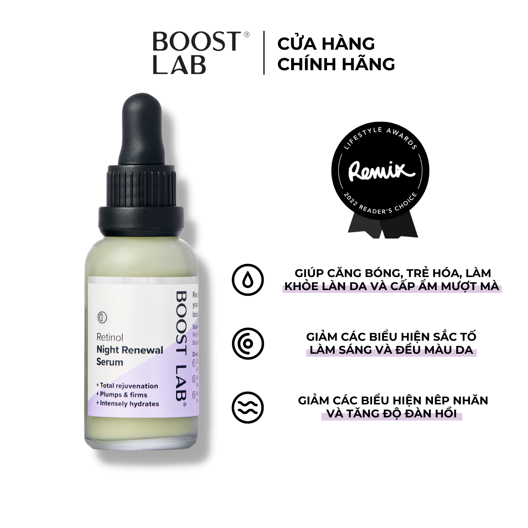 Tinh Chất Retinol Trẻ Hóa, Cải Thiện Sắc Tố và Nếp Nhăn BOOST LAB Retinol