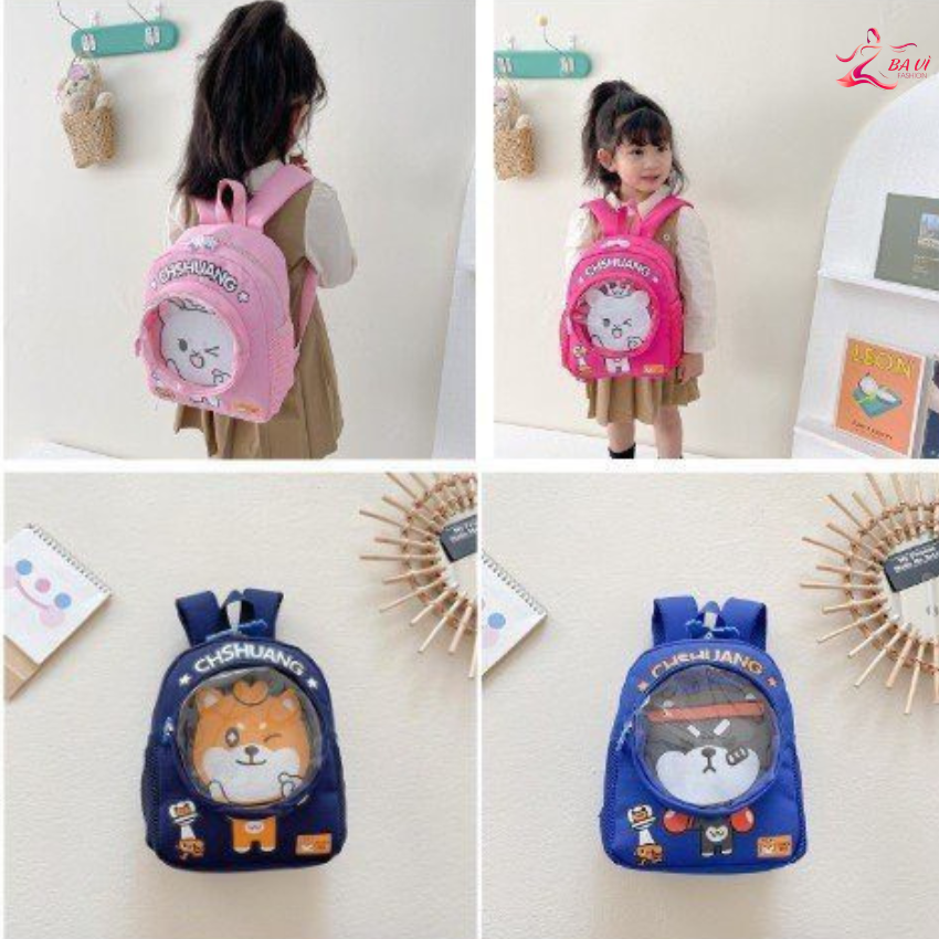 Balo cho bé mẫu giáo 1-6 tuổi hình hello kitty , sói xám đi học , đi chơi - bavifashion