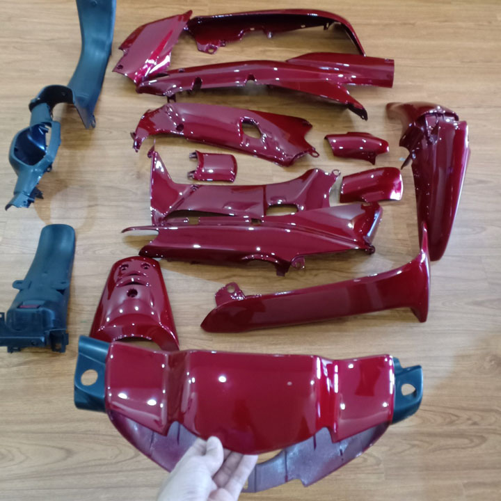 [TẶNG TEM] Dàn áo xe Wave alpha - wave 110  đời xe 1997 đến 2006, nhựa nguyên sinh ABS màu đỏ đun - có KHUYẾN MẠI BỘ TEM 3 LỚP, hàng đẹp chất lượng tốt