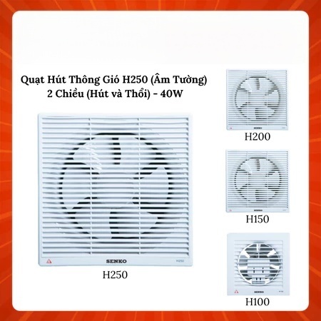 Ventilation Exhaust Fan H250 (Wall-Mounted) 2-Way (Suction and Blowing) 40W H250 H200 H150 H100
