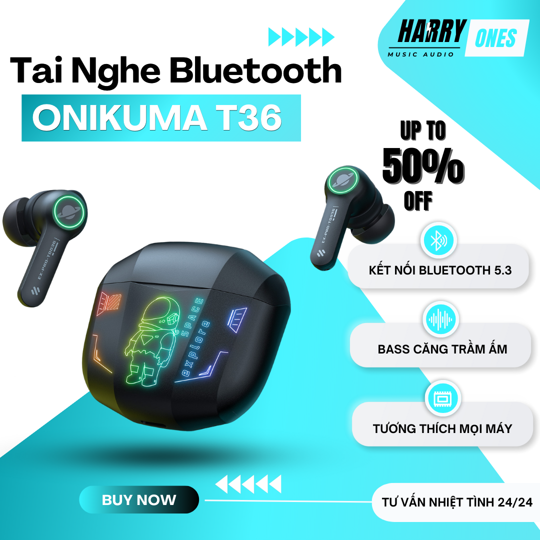 { Siêu Phẩm }Tai Bluetooth Gaming ONIKUMA T36 tai nghe chơi game không dây thể thao điện tử chính hãng - HARRY MALL