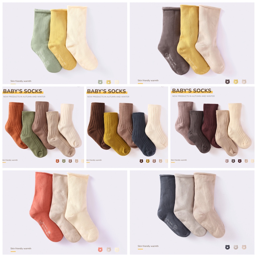 Set 5 đôi tất cổ cao màu trơn ToBé siêu mềm, siêu đáng yêu cho bé