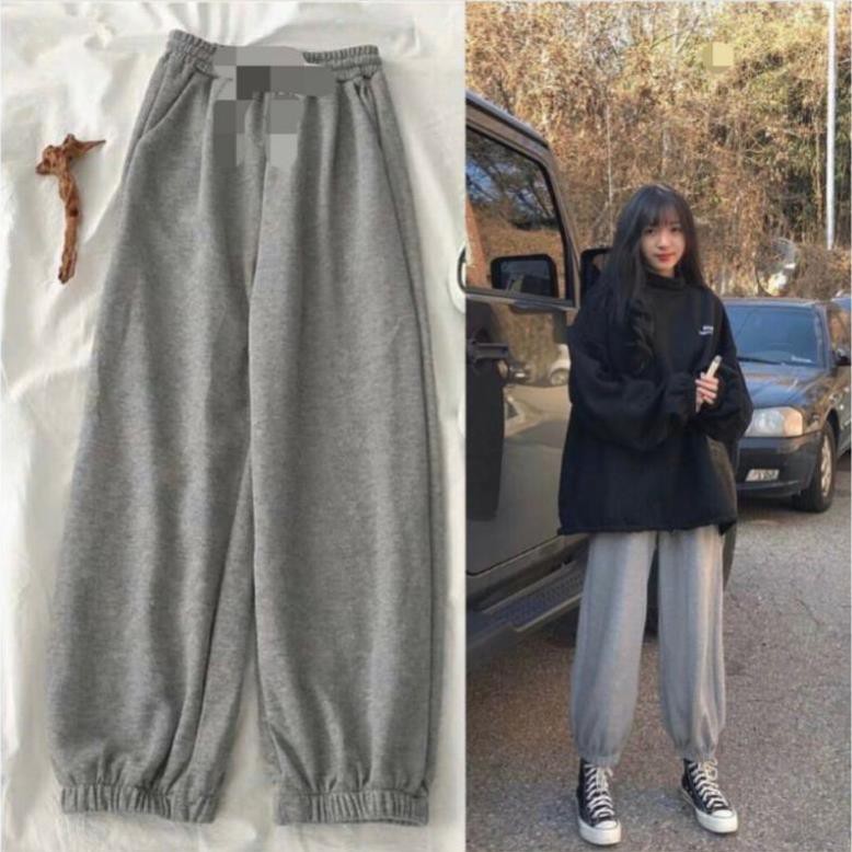 Quần jogger nữ dài ống rộng có bo simple ulzzang