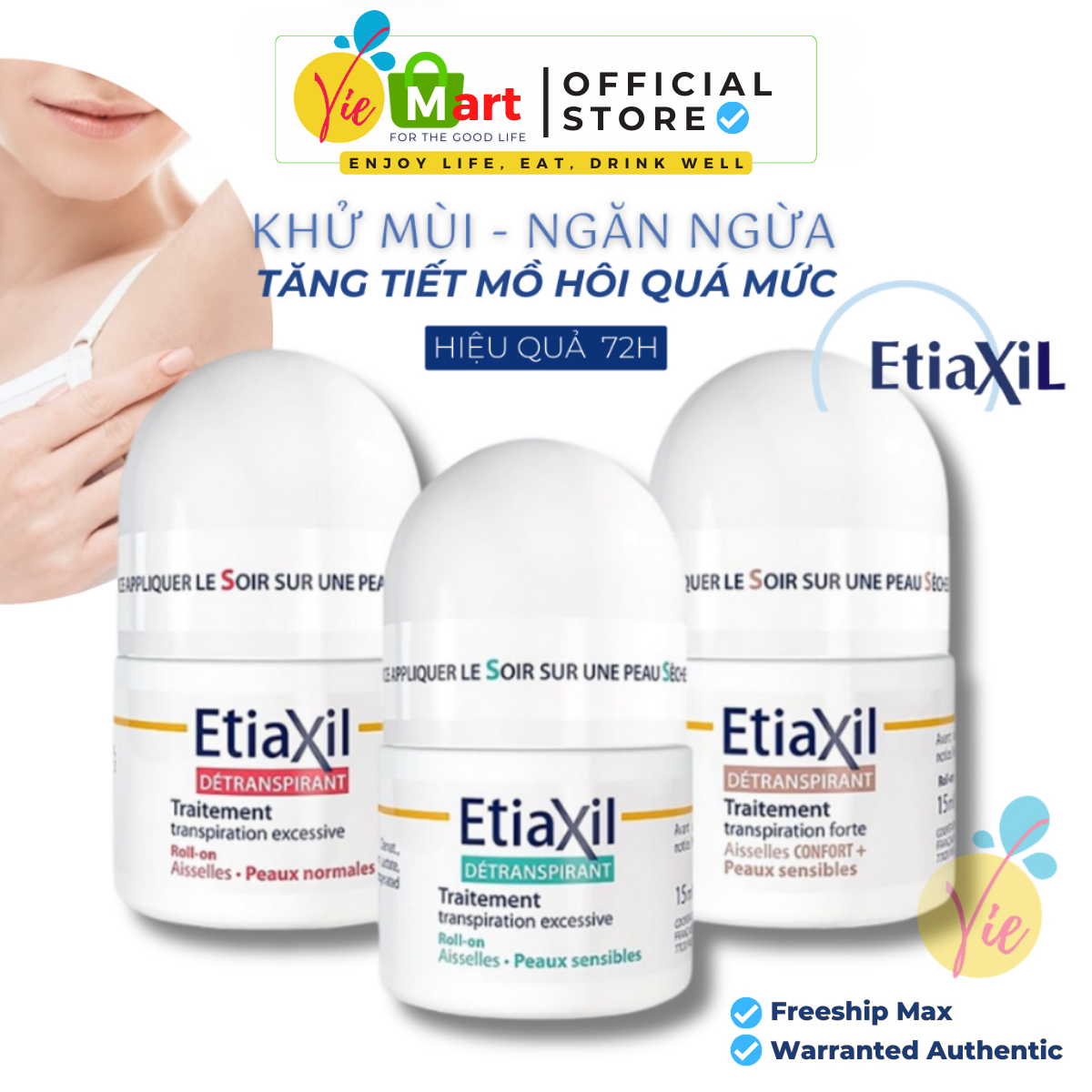 Lăn khử mùi Etiaxil khử mùi mồ hôi hiệu quả - Lăn nách Etiaxil Pháp 15ml