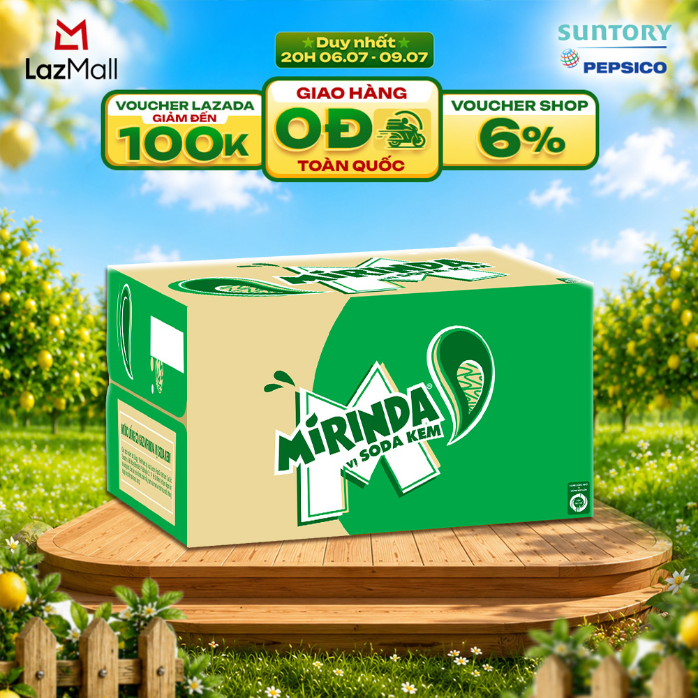[SALE 7.7] Thùng 24 Chai Nước Ngọt Giải Khát Có Gaz Mirinda Soda Kem (390ml/chai)