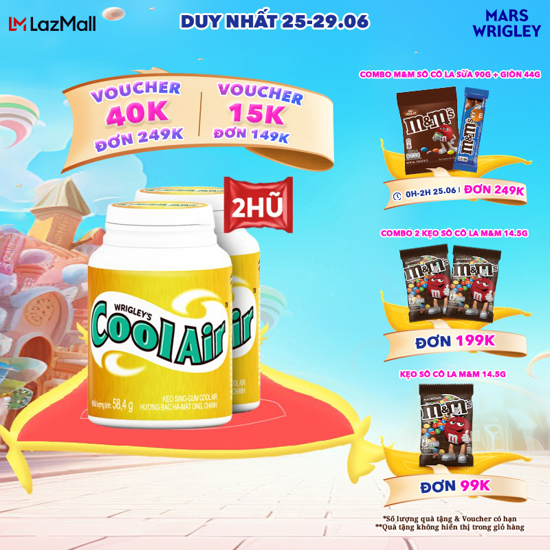 Combo 2 hũ kẹo Sing-gum Cool Air hương bạc hà - mật ong, chanh hũ 40 viên