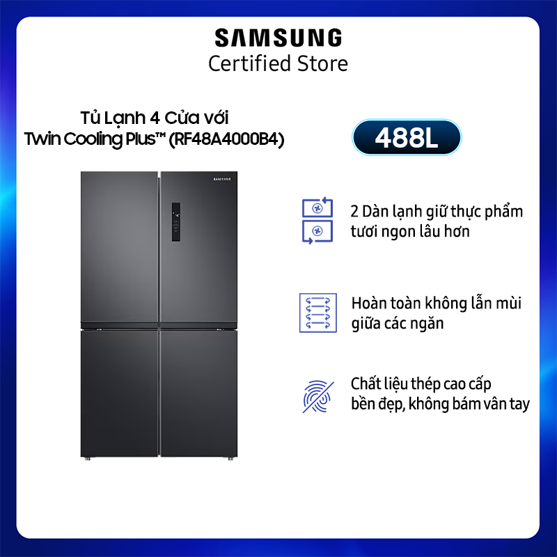 [Chỉ Giao + Lắp Hà Nội] Tủ lạnh Samsung Multidoor 488L (RF48A4000B4)