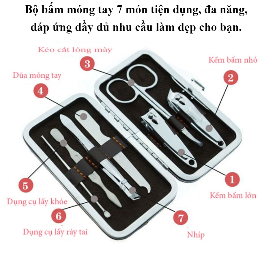 Bấm Móng Tay, Bộ Bấm Móng Tay, Kéo Cắt Tỉa Lông Mũi, Dụng Cụ Căt Tỉa Móng Tay Chân Loại Tốt, Thiết Kế Nhỏ Gọn, Dễ Dàng Mang Theo - Sale 50%