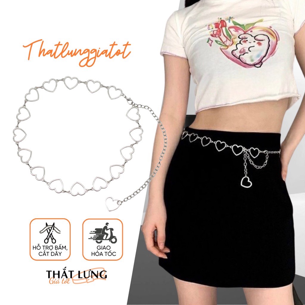 Đai váy belt xích tim phối đầm dv0028 - thắt lưng giá tốt