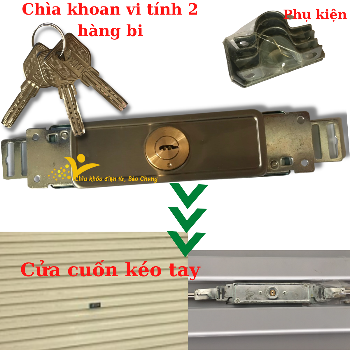 Ổ khóa cửa cuốn cơ chìa khoan vi tính công nghệ mới 2 hàng bi chống trộm lắp cho cửa cuốn kéo tay.