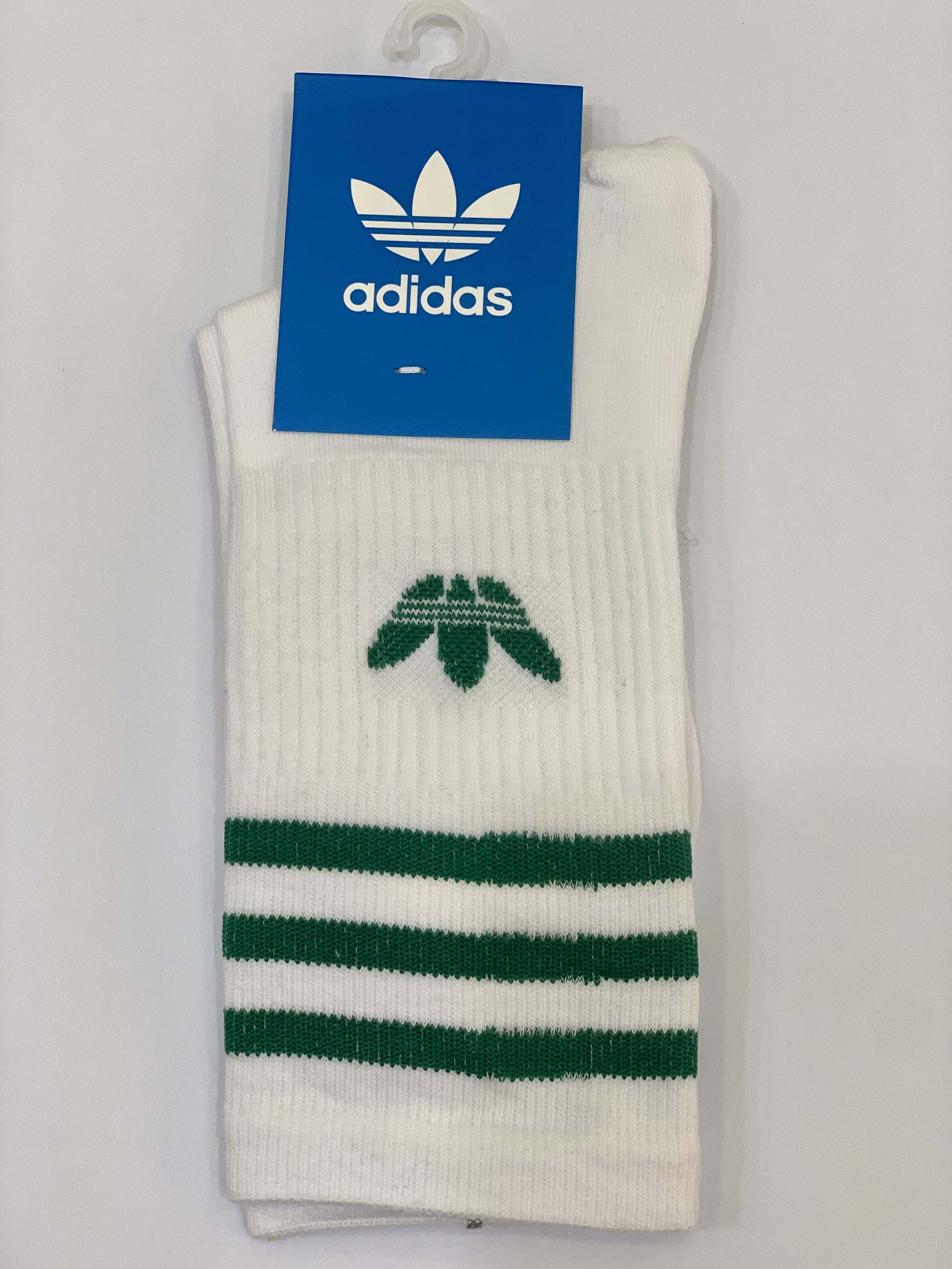 Vớ Adidas cổ cao trắng sọc xanh lá